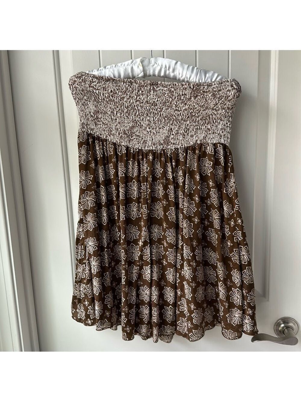 Basil & Maude All Silk Skirt or Strapless Top. Stretch smocked at top Size large